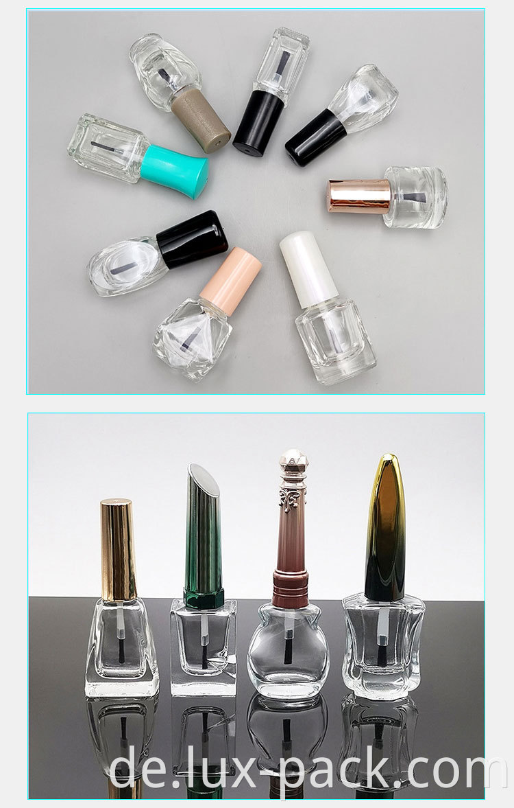 3ml 5ml 7ml 9ml Anpassung leeres Glas UV -Gelnagellackflasche mit Pinsel